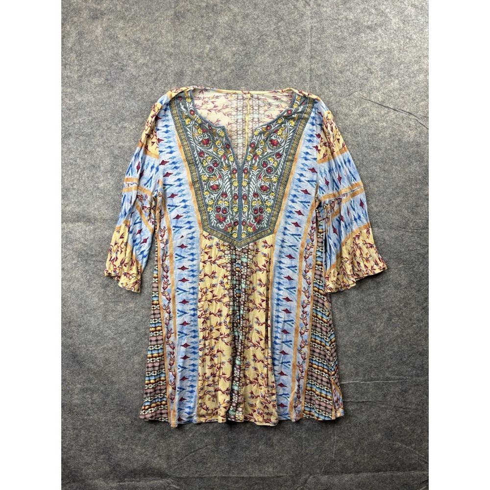 Soft Surroundings Fifi Multi Color Floral Embroidered Blouse Size M Boho Chic